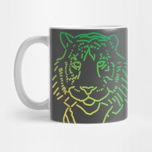 Green Tiger Face Line Art Mug